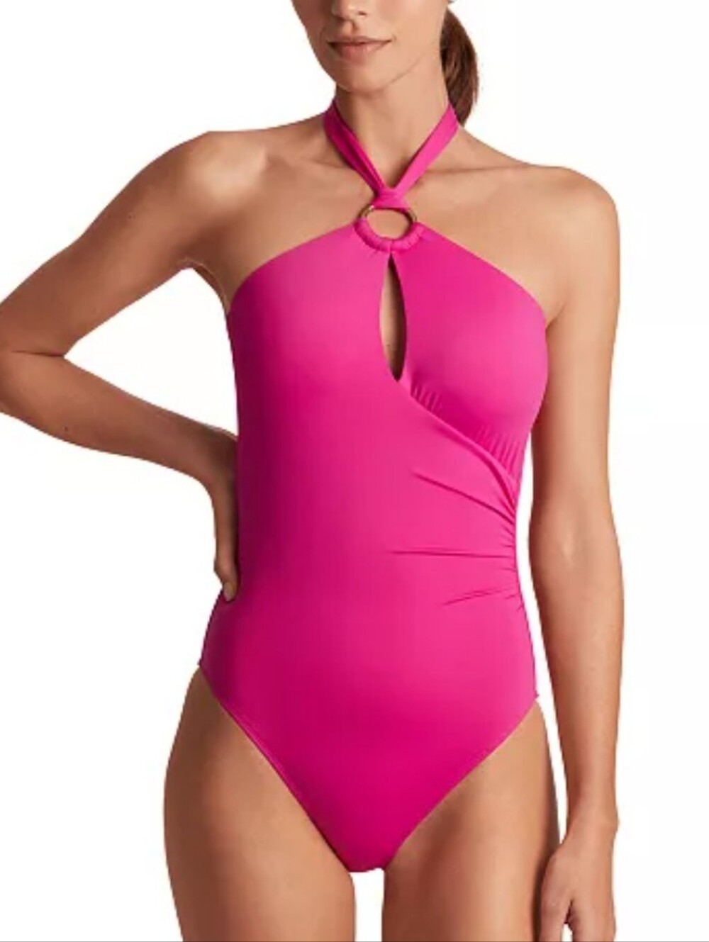LAUREN Ralph Lauren Vibrant Fuchsia Pink Halter One-Piece Swimsuit NWT - Picture 5 of 6